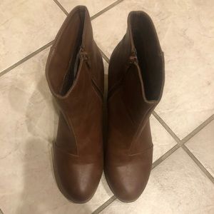 Brown leather booties